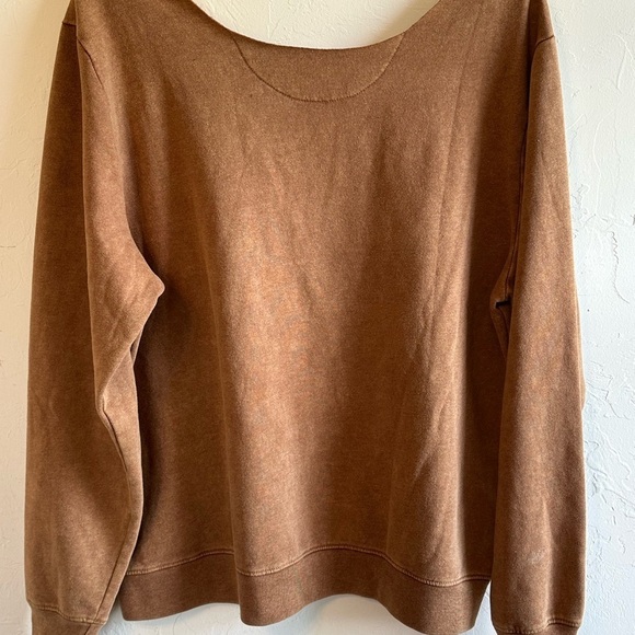 Rock Band AC/DC Rust Brown Festival Retro Neck Cut Out Baggy Sweatshirt Sz XL - Picture 7 of 10